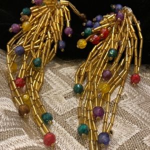 FINAL PRICE 
Fun Festive Gold Beaded Dangling Earrings